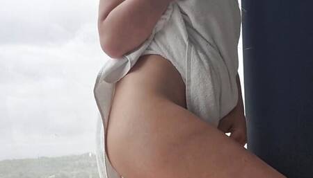 After shower getting hot orgasm near window