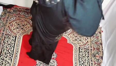 Arabic sexy hot girl wearing black hijab in house doing sensual dance, Desi Indian slut Amrozia shaking tits and ass on Arabic music