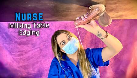 Hot Blonde Nurse Drains Big Cock And Balls In Milking Table