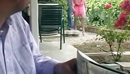 Smoking Hot Blonde Babe Gets Eaten Out and Fucked in Front of Another Man Outdoors