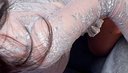 Hottest Petite Brunette Art Teacher ignores a Big Cock Guy but teases him for a handjob but not for an orgasm