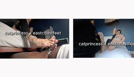 Young delivery guy brought me my package, worshipped my feet, and got a hot footjob in return, milf feet on bbc