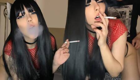 Goth Girl getting fucked by step dad while she smokes (ask me for full vid)