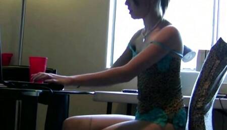 Solo teen slut teasing the camera gets wet