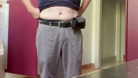 Stripping Naked in Public Restroom and Showing Off Flaccid Cock