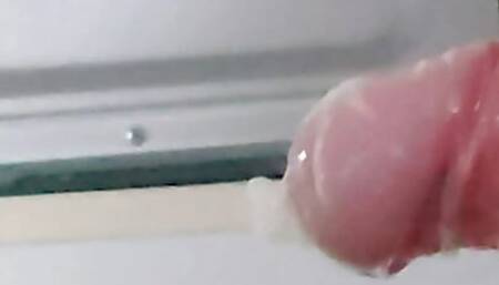 Feeling of orgasm in a condom. Cum in slowmo.
