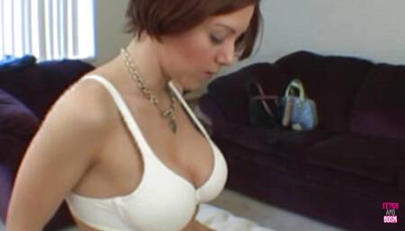A Guy Brings a Brunette Home to Humiliate Him and Fuck Him with a Strapon