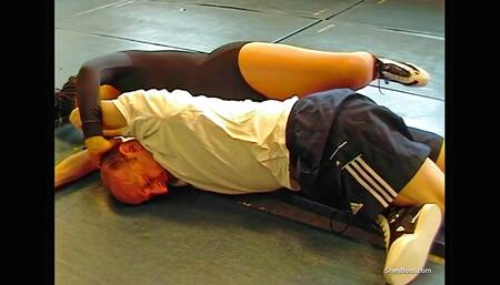 Powerful Black Lady Wrestles with a White Guy