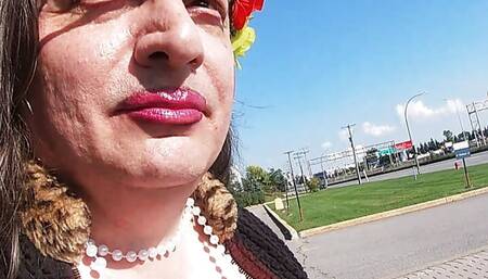 Dirty Mature sissy CD outdoors Soaking up the sun Shine Horny as hell wants to get caught