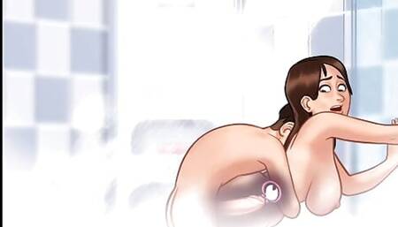 Anon and Jenny having sex in the bathroom and doing camshow afterwards - Summertime Saga