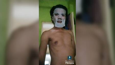 Sissy boy with home-made toy in ass