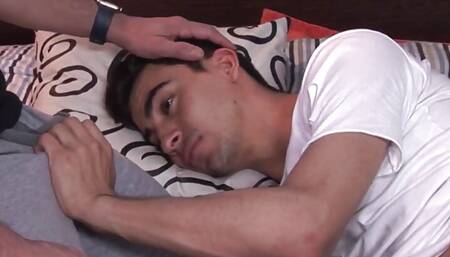 Mature gay DILF fucks Latin twink in skinny asshole at home