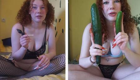 Ginger teen 18yo stuffs her holes!!
