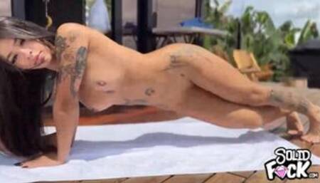 Stepsister Doing Public Yoga Naked