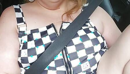 Public car ride bbw flash small tits toys fat pussy milf