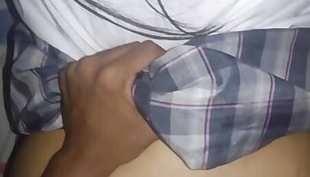 Quietly fucking my chubby GF in her school uniform.