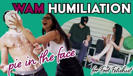 WAM Pie in the Face Humiliation for Foot Fetishist - boss, employee, slave training, soles, foot sniffing - HD MP4