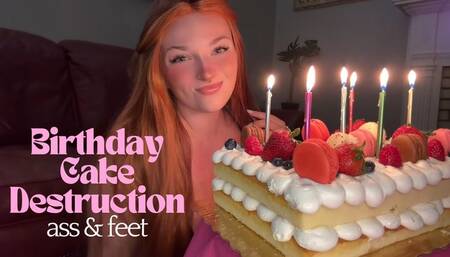 Birthday Cake Destruction - Ass and Feet - Cake Sitting Mess BBW Ass Foot Feet Fetish Worship Soles Toes Big Jiggly Booty Goddess Verbal Humiliation