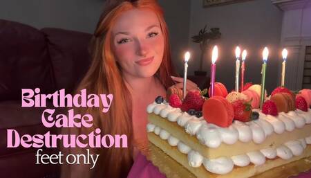 Birthday Cake Destruction - Feet Only - Cake Sitting Mess Foot Feet Fetish Worship Soles Toes Goddess Verbal Humiliation