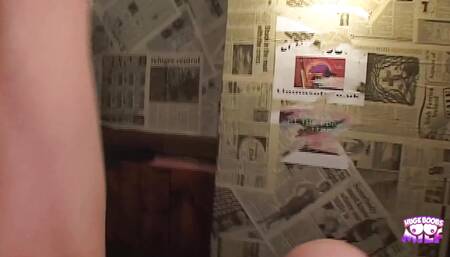 A Blonde Chick with Big Fake Tatas Gets Boinked by the Fat Bar Owner