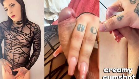 Tattooed Trans Girl and Her Creamy Cumshot