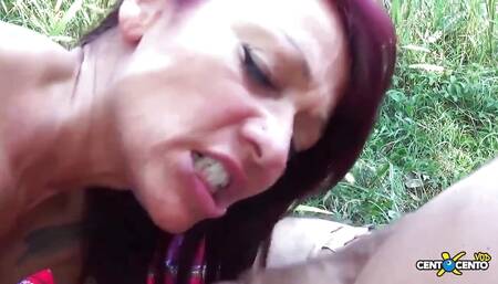 In the middle of a blowjob comes a mushroom hunter who wastes no time picking the porcina