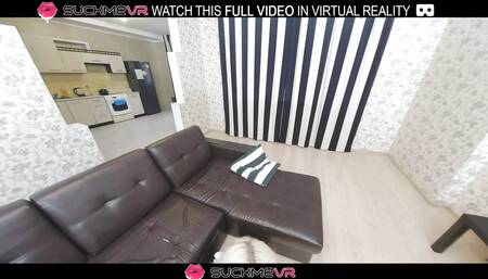 Blonde sexy girl Mia Cheers fucks with a big cock in VR.