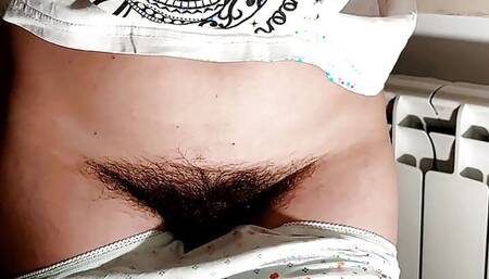 Sexy brunette with a hairy ass and massage Hairy, big hairy, big nipples.