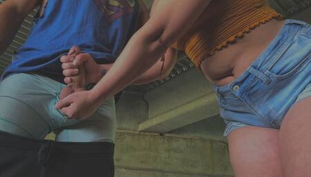 Ballbusting Blowjob with a Home-less Man