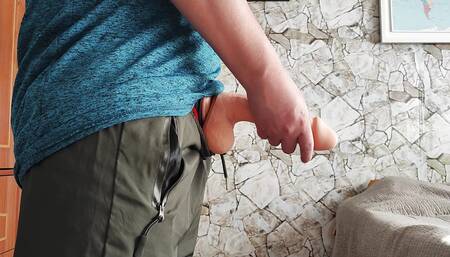 Young amateur with giant penis loves to touch his big thick penis