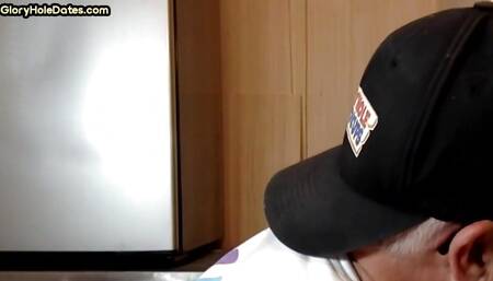 Mature gaydaddy perv sucks gloryhole date at his home