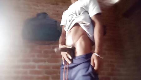 Village guy Boy masturbation big dick in home.