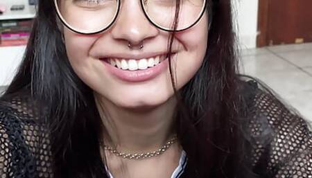 Debora Prado played with the egg on the head of my cock while her little mouth drooled over my eggs