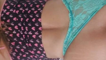 Brunette removes her panties and opens her ass to feel the whole cock