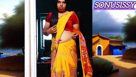 Hot Sonu crossy in yellow saree