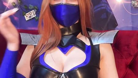 Teenage Kitan From Mortal Kombat Plays with Big Natural Tits and Jerks Tight Young Pussy Close-up