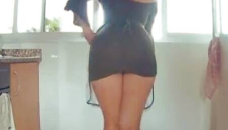 Girlfriend loud moaning in kitchen