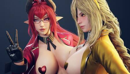 Ryanreos Two Sexy Girls with Big Tits and Big Asses Addicted to Cocks