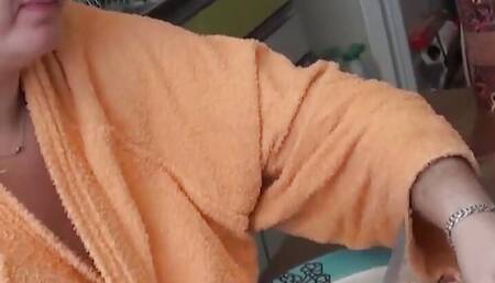 Hungry BBW brunette hard sodomized and jizzed for her sextape in POV