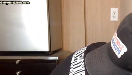 Gaydaddy adores sucking gloryhole hard cock at his home