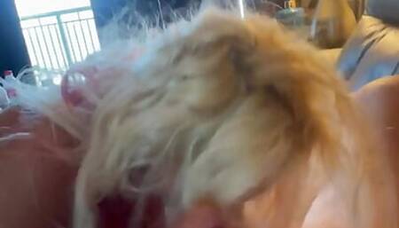 Sexy Obedient Blonde Sucks Husbands Friends Cock
