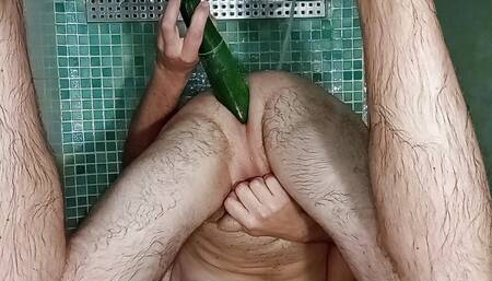 Anal Masturbation with a Squash in the Bathroom.
