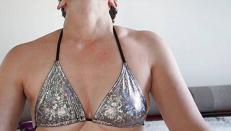 Aurora Willows Silver Bikini Licking Hands and Lips (custom Order)