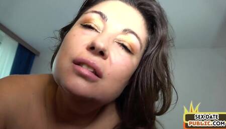 German curvy mature sucks in public place before POV fucked