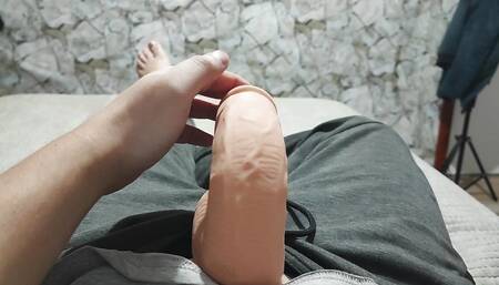 Amateur twink with big cock masturbates alone at home