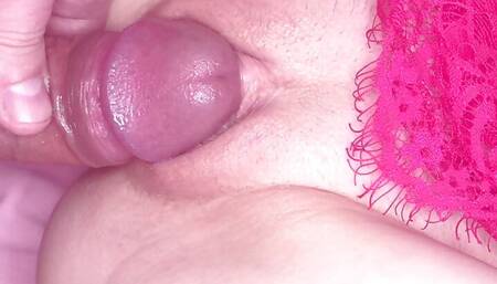 Making mess on my shaved pussy!