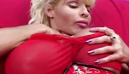 Blonde MILF with Huge Tits Moans While Guy Drills Her Wet Cunt