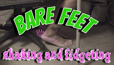 Watch my nervous feet while I'm working! My feet shake, my toes wiggle, and my legs move all around with nervous energy under my work desk, bare feet, toes, ankle, legs, wiggle, shake, nervous, anxety, anxious, nerves, fidget, moving, active, overstimulat