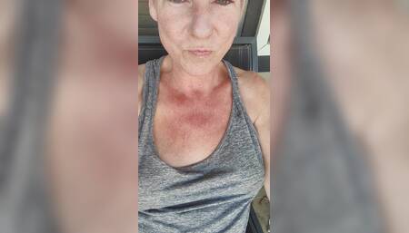 Naughty American woman smoking outside with her pussy out