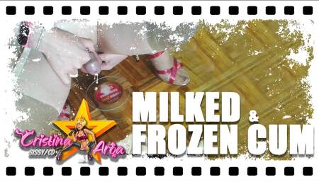 Sissy in Chastity Milks Her Prostate and Collects Cum